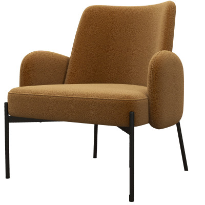 ALEX-Sillón de tela ocre y metal negro