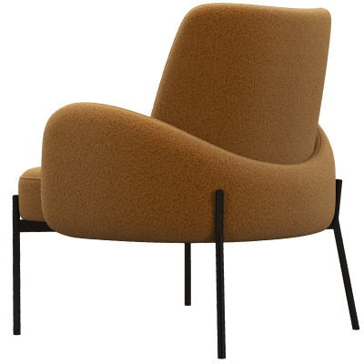 ALEX-Sillón de tela ocre y metal negro