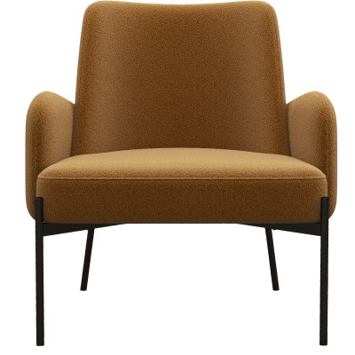 ALEX-Sillón de tela ocre y metal negro