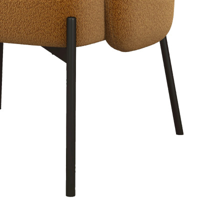 ALEX-Fauteuil en tissu bouclé Ocre et métal noir