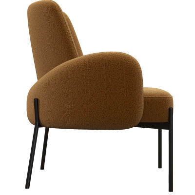 ALEX-Fauteuil en tissu bouclé Ocre et métal noir