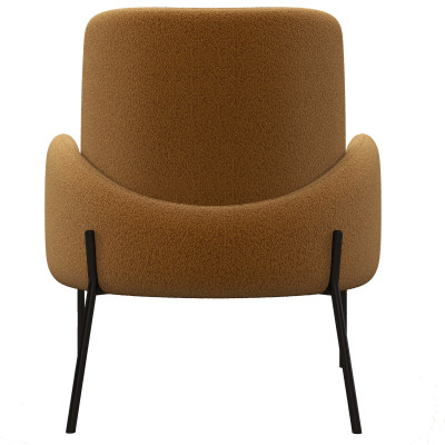 ALEX-Fauteuil en tissu bouclé Ocre et métal noir