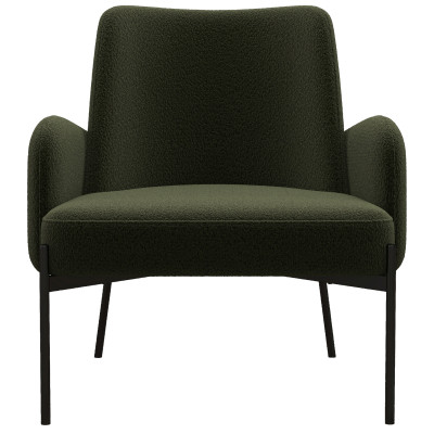 ALEX-Sillón de tela verde militar y metal negro