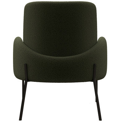 ALEX-Poltrona in tessuto verde militare e metallo nero