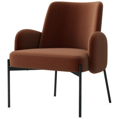 ALEX-Sillón de tela terracotta y metal negro