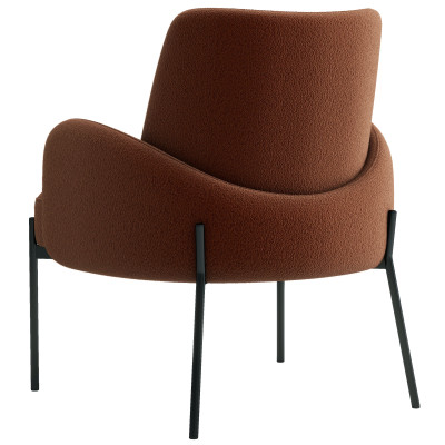 ALEX-Fauteuil en tissu bouclé Terracota et métal noir