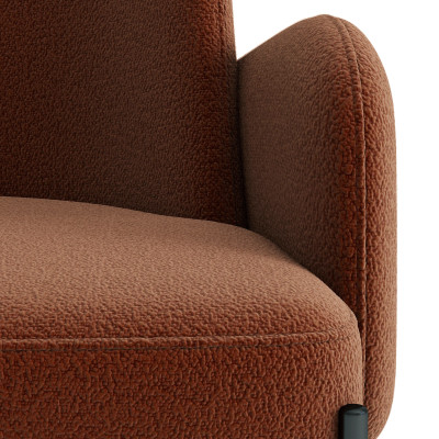 ALEX-Sillón de tela terracotta y metal negro