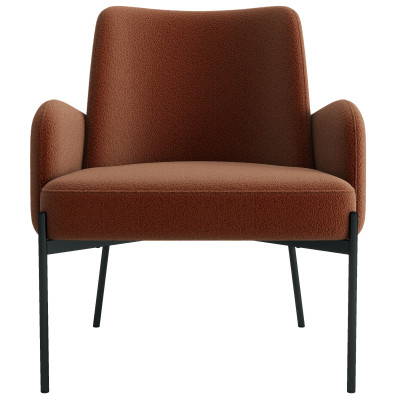 ALEX-Sillón de tela terracotta y metal negro