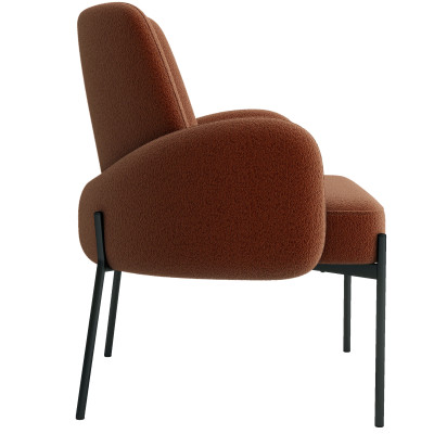ALEX-Fauteuil en tissu bouclé Terracota et métal noir