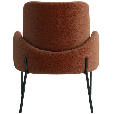 ALEX-Fauteuil en tissu bouclé Terracota et métal noir