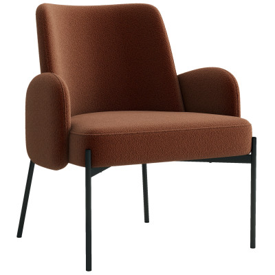 ALEX-Sillón de tela terracotta y metal negro