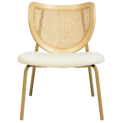 BALI-Poltrona in tessuto ecrù, rattan e metallo