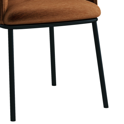 ALVIN-Fauteuil de table en tissu Retro Terracota et métal noir