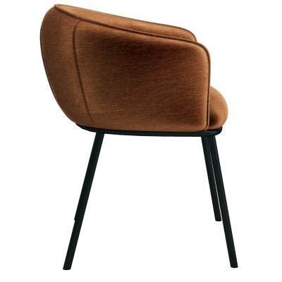 ALVIN-Fauteuil de table en tissu Retro Terracota et métal noir