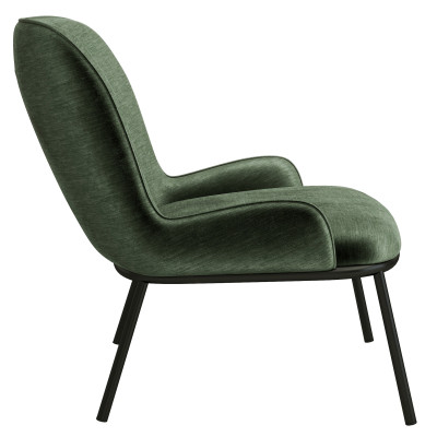 ALVIN-Poltrona, tessuto verde e gambe nere