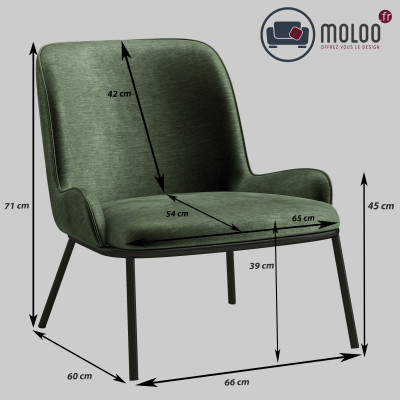 ALVIN-Poltrona, tessuto verde e gambe nere