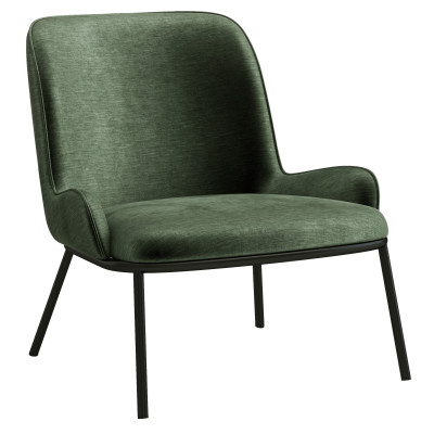 ALVIN-Poltrona, tessuto verde e gambe nere