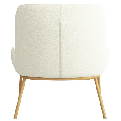 ALVIN-Sillón de tela Bouclé Ecru y metal efecto roble