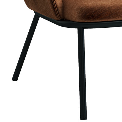 ALVIN-Fauteuil vintage en tissu Retro Terracota et métal noir