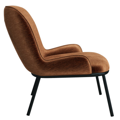 ALVIN-Sillón de tela Bouclé Terracotta y metal efecto roble