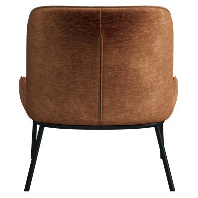 ALVIN-Sillón de tela Bouclé Terracotta y metal efecto roble