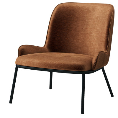 ALVIN-Poltrona in tessutoTerracotta e metallo effetto rovere