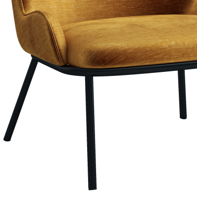 ALVIN-Sillón, tejido mostaza y patas negro mate