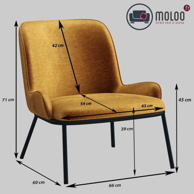 ALVIN-Sillón, tejido mostaza y patas negro mate