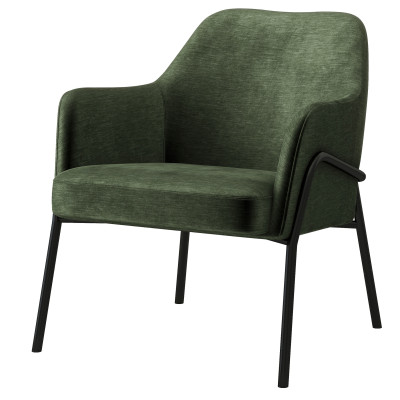 LAYTON-Poltrona lounge, tessuto verde e metallo nero opaco