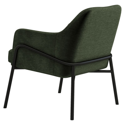 LAYTON-Sillón lounge, Tela  verde y metal negro mate