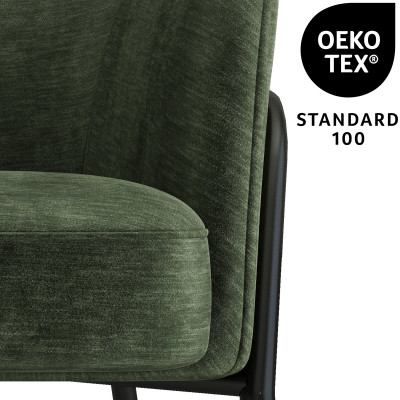 LAYTON-Poltrona lounge, tessuto verde e metallo nero opaco