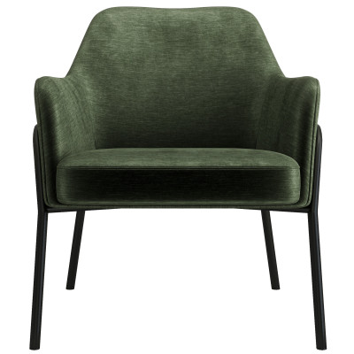 LAYTON-Poltrona lounge, tessuto verde e metallo nero opaco