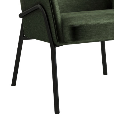 LAYTON-Poltrona lounge, tessuto verde e metallo nero opaco