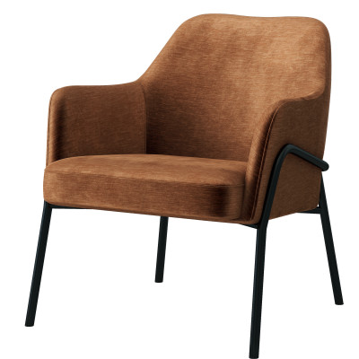 LAYTON-Poltrona lounge, tessuto Terracotta e nero opaco