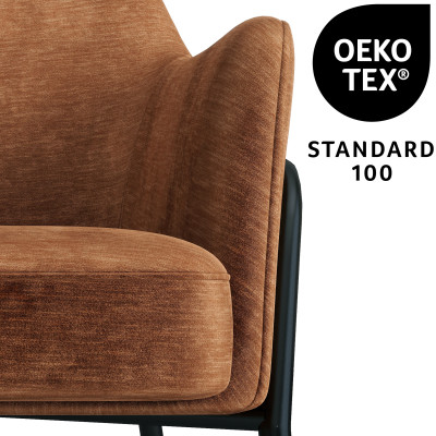 LAYTON-Poltrona lounge, tessuto Terracotta e nero opaco