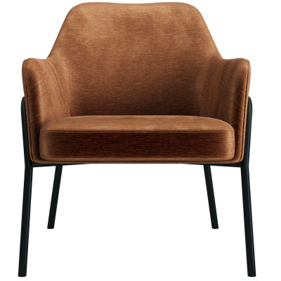 LAYTON - Fauteuil lounge, tissu chenillé Terracota et métal noir mat