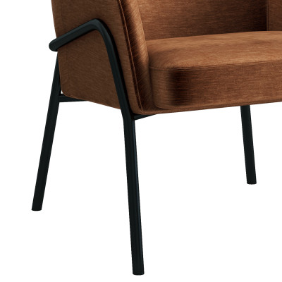 LAYTON-Sillón lounge, Tela  Terracota y metal negro mate