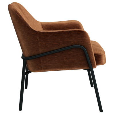 LAYTON-Sillón lounge, Tela  Terracota y metal negro mate