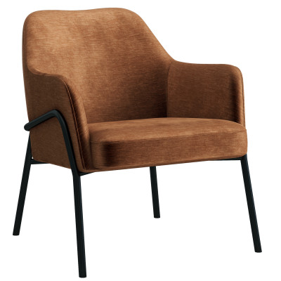 LAYTON-Poltrona lounge, tessuto Terracotta e nero opaco