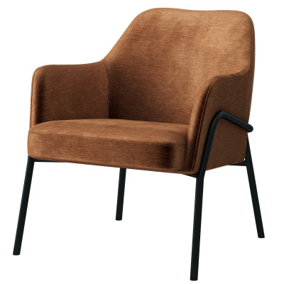 LAYTON-Sillón lounge, Tela  Terracota y metal negro mate
