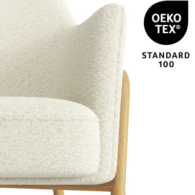 LAYTON-Poltrona bouclé ecrù e metallo effetto rovere