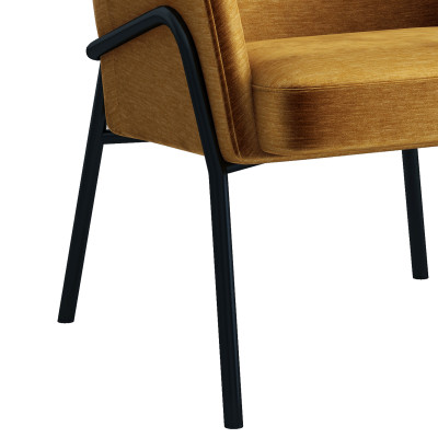 LAYTON-Sillón lounge, Tela  mostaza y metal negro mate