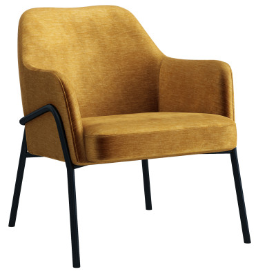 LAYTON-Sillón lounge, Tela  mostaza y metal negro mate