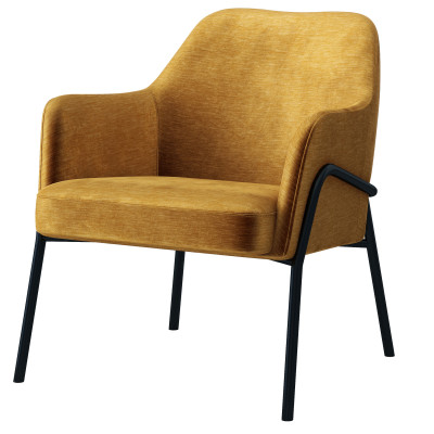 LAYTON-Sillón lounge, Tela  mostaza y metal negro mate