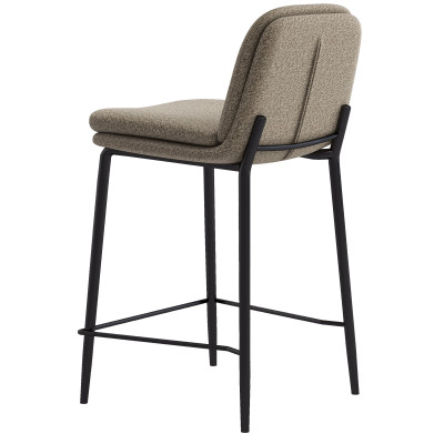 NOLAN-Sedia da bar bouclé beige e metallo nero (x2)