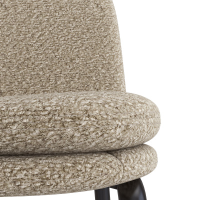 NOLAN-Silla de bar Bouclé beige y metal negro (x2)