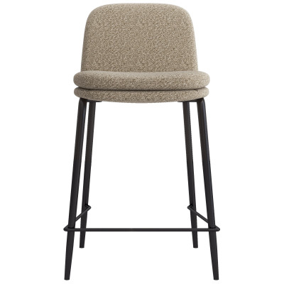 NOLAN-Sedia da bar bouclé beige e metallo nero (x2)