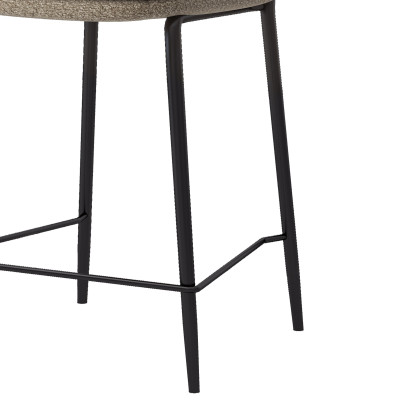 NOLAN-2er Set Barstuhl aus Stoff Bouclé Greige und schwarzem Metall