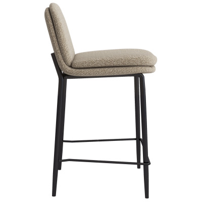 NOLAN-Silla de bar Bouclé beige y metal negro (x2)