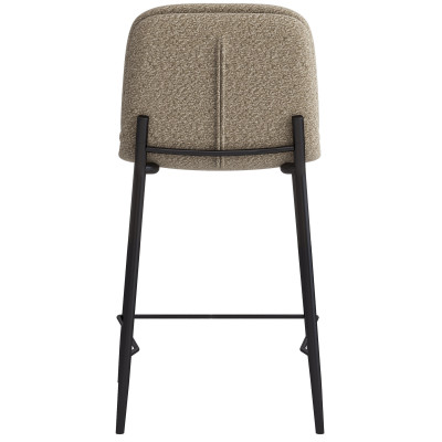 NOLAN-Silla de bar Bouclé beige y metal negro (x2)